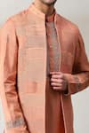 Soniya G_Peach Silk Embroidery Mirror Pleated Bundi And Kurta Set _Online_at_Aza_Fashions