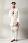 Buy_Soniya G_Off White Silk Embroidery Bead Bundi And Kurta Set _at_Aza_Fashions