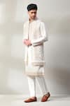 Shop_Soniya G_Off White Silk Embroidery Bead Bundi And Kurta Set _Online_at_Aza_Fashions