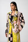 Buy_Pocketful Of Cherrie_Pink Cotton Twill Printed Melting Heart Notched Dolce Incanto Blazer  _at_Aza_Fashions