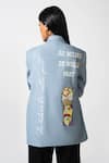 Shop_Pocketful Of Cherrie_Blue Merino Blend Hand Embroidered Italian Serafina Boxy Blazer _at_Aza_Fashions