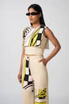 Buy_Pocketful Of Cherrie_White Ponte Roma And Cotton Twill Print Melting Eterna Amore Cropped Top  _Online_at_Aza_Fashions