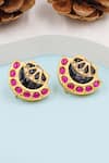 Buy_Sangeeta Boochra_Magenta Imitation Diamonds Contrast Kundan Ornamented Earrings _at_Aza_Fashions