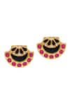 Shop_Sangeeta Boochra_Magenta Imitation Diamonds Contrast Kundan Ornamented Earrings _at_Aza_Fashions