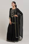 Buy_Aaryaa By Kashveen Kohli_Black Georgette Embroidered Acrylic Round Short Kurta Sharara Set _Online_at_Aza_Fashions