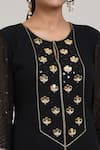 Shop_Aaryaa By Kashveen Kohli_Black Georgette Embroidered Acrylic Round Short Kurta Sharara Set _Online_at_Aza_Fashions