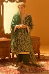 Buy_TULPALAV_Green Kurta And Palazzo Silk Embroidered Sequin Hand Pheran Set  _at_Aza_Fashions