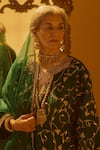 TULPALAV_Green Kurta And Palazzo Silk Embroidered Kashmiri Tilla Sequin Hand Pheran Set_at_Aza_Fashions