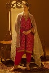 Buy_TULPALAV_Pink Kurta And Salwar Silk Embroidered Kashmiri Tilla Sequin Hand Pheran Set_at_Aza_Fashions