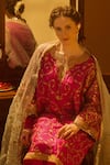 TULPALAV_Pink Kurta And Salwar Silk Embroidered Kashmiri Tilla Sequin Hand Pheran Set_Online_at_Aza_Fashions