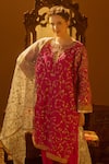 Shop_TULPALAV_Pink Kurta And Salwar Silk Embroidered Kashmiri Tilla Sequin Hand Pheran Set_Online_at_Aza_Fashions