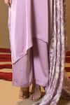 TULPALAV_Purple Kaftan Double Twill Satin Handwork Dabka Notched Pearl Embroidered Set_Online_at_Aza_Fashions