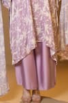 TULPALAV_Purple Kaftan Satin Handwork Dabka Round Floral Printed Set  _Online_at_Aza_Fashions