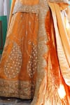 TULPALAV_Orange Kurta And Lehenga Organza Embroidered Kashmiri Tilla Notched Blouse Set_at_Aza_Fashions