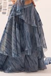 Buy_Detales_Blue Soft Tissue Abstract Patterned Pre-draped Ruffle Lehenga Saree With Blouse_Online_at_Aza_Fashions