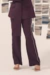 Detales_Wine Ryno Jacquard Embellished Bead Shawl Collar Textured Blazer With Pant_Online_at_Aza_Fashions