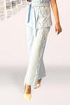 Buy_Detales_Blue Linen Embroidered Thread Lapel Collar Jacket Top With Pant_Online_at_Aza_Fashions
