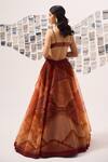 Shop Detales Orange Organza Print Ambrosia Sweetheart Neck Lehenga With Bustier at Aza Fashions Shop_Detales_Orange Organza Print Ambrosia Sweetheart Neck Lehenga With Bustier_at_Aza_Fashions