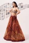 Detales Orange Organza Print Ambrosia Sweetheart Neck Lehenga With Bustier Online at Aza Fashions Detales_Orange Organza Print Ambrosia Sweetheart Neck Lehenga With Bustier_Online_at_Aza_Fashions