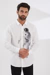 HeSpoke_White 100% Pure Cotton Printed Spaceman Spread Collar Shirt _Online_at_Aza_Fashions