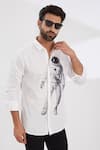 Buy_HeSpoke_White 100% Pure Cotton Printed Spaceman Spread Collar Shirt _Online_at_Aza_Fashions