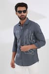 Buy_HeSpoke_Grey 100% Pure Cotton Embroidered Thread Still Life Shirt  _Online_at_Aza_Fashions