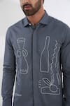 Shop_HeSpoke_Grey 100% Pure Cotton Embroidered Thread Still Life Shirt  _Online_at_Aza_Fashions