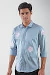 Buy_HeSpoke_Blue Premium Cotton Blend Printed Floral Button Down Shirt  _Online_at_Aza_Fashions