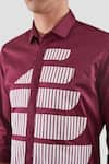 Shop_HeSpoke_Red Premium Cotton Blend Symmetric Lanes Color Blocked Shirt  _Online_at_Aza_Fashions