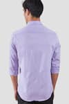 Shop_HeSpoke_Purple Premium Cotton Blend Printed Tetrisplay Spread Collar Shirt _at_Aza_Fashions