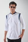 HeSpoke_White 100% Pure Cotton True Color Blocked Shirt  _Online_at_Aza_Fashions