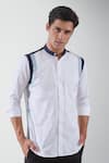 Buy_HeSpoke_White 100% Pure Cotton True Color Blocked Shirt  _Online_at_Aza_Fashions