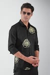 Buy_HeSpoke_Black Premium Cotton Blend Printed Flourish Rose Placement Shirt _Online_at_Aza_Fashions