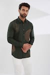 Buy_HeSpoke_Green 100% Pure Cotton Embroidery Thread Galaxy Shirt  _Online_at_Aza_Fashions