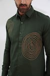 Shop_HeSpoke_Green 100% Pure Cotton Embroidery Thread Galaxy Shirt  _Online_at_Aza_Fashions