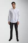 Buy_HeSpoke_White 100% Pure Cotton Stripe Gimmick Pleated Shirt  _at_Aza_Fashions