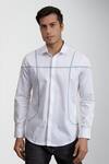 HeSpoke_White 100% Pure Cotton Stripe Gimmick Pleated Shirt  _Online_at_Aza_Fashions