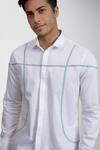 Buy_HeSpoke_White 100% Pure Cotton Stripe Gimmick Pleated Shirt  _Online_at_Aza_Fashions