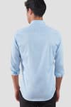 Shop_HeSpoke_Blue Premium Cotton Blend Plain Hooked Shirt  _at_Aza_Fashions