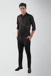 Buy_HeSpoke_Black Premium Cotton Blend Embellished Stripe Illuminate Shirt _at_Aza_Fashions