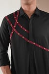 Shop_HeSpoke_Black Premium Cotton Blend Embellished Stripe Illuminate Shirt _Online_at_Aza_Fashions