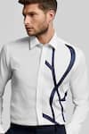 HeSpoke_White Premium Cotton Blend Embroidery Marine Wave Placement Shirt  _Online_at_Aza_Fashions