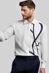 Shop_HeSpoke_White Premium Cotton Blend Embroidery Marine Wave Placement Shirt  _Online_at_Aza_Fashions