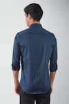 Shop_HeSpoke_Blue Premium Cotton Blend Color Block Pathway Shirt  _at_Aza_Fashions