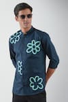 HeSpoke_Blue 100% Pure Cotton Print Floral Shirt _Online_at_Aza_Fashions