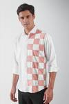 Buy_HeSpoke_White Premium Cotton Blend Color Block Chequered Shirt  _Online_at_Aza_Fashions