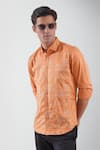 HeSpoke_Orange Premium Cotton Blend Embroidery Programming Shirt  _Online_at_Aza_Fashions