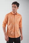 Buy_HeSpoke_Orange Premium Cotton Blend Embroidery Programming Shirt  _Online_at_Aza_Fashions