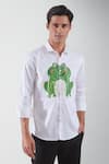 Buy_HeSpoke_White Premium Cotton Blend Printed Frog Absorbent Shirt _Online_at_Aza_Fashions