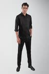 Buy_HeSpoke_Black Premium Cotton Blend Striped Blind Seer Shirt  _at_Aza_Fashions